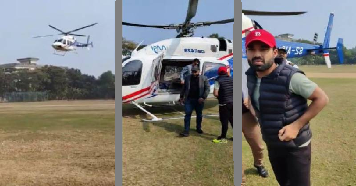 Pakistani player Rizwan makes a daring helicopter entrance for a Bangladesh Premier League game.