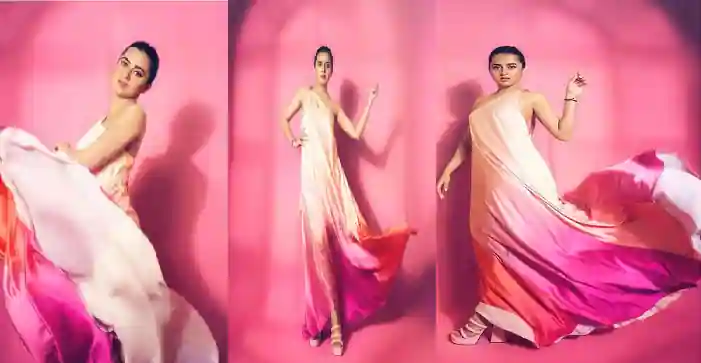 Tejaswi Prakash Dresses Up For Summer With A Breezey Blush Pink Maxi Dress